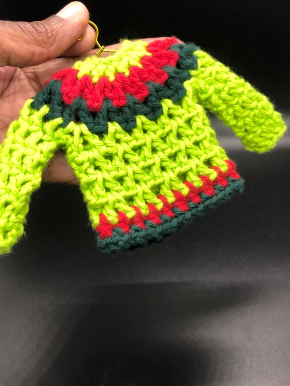 Mini Crochet Sweater Ornament, Gift Tag, Bag Accessory